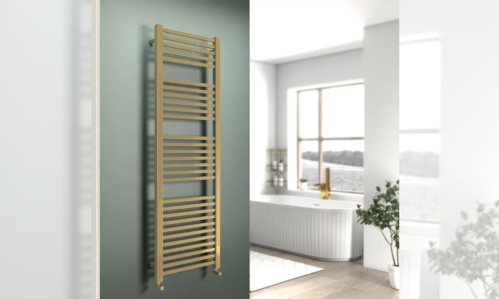 Jivana Vertical Bathroom Radiator Brushed Brass