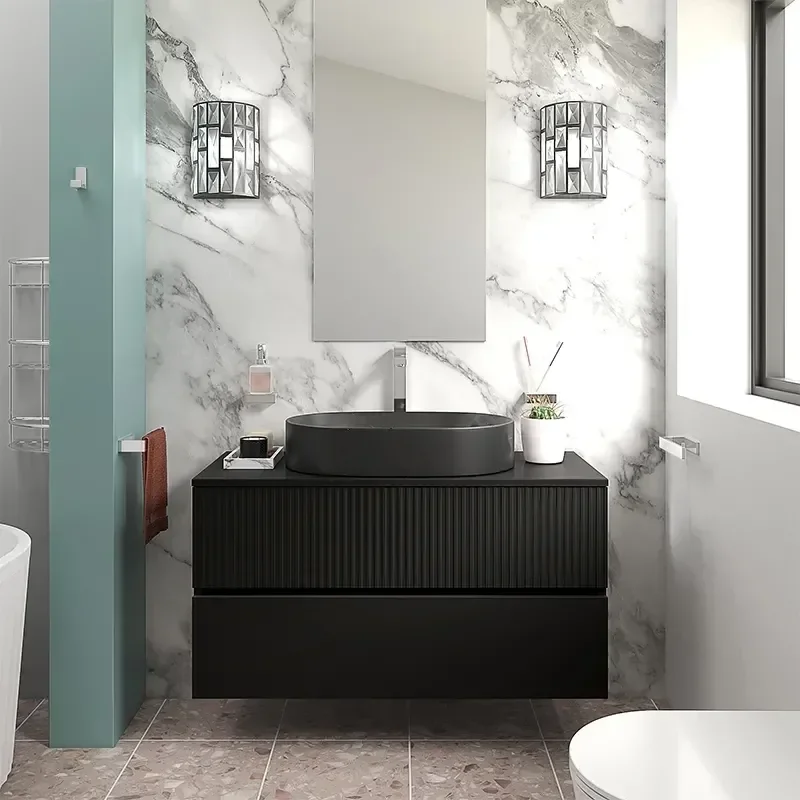 Product Image for Jasmine Black 1000mm Wall Hung Vanity Unit with Black Basin