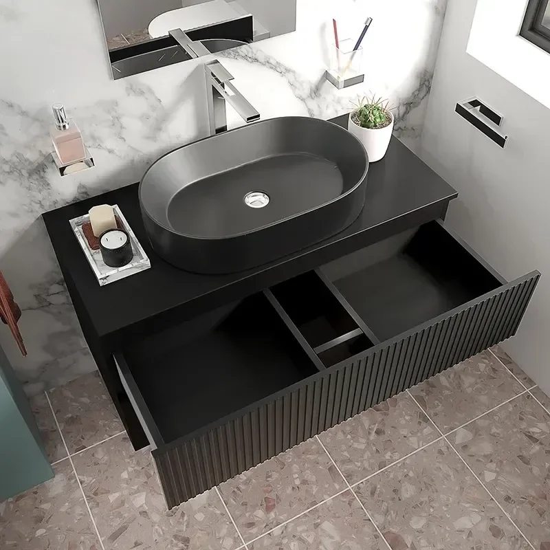 Product Image for Jasmine Black 1000mm Wall Hung Vanity Unit with Black Basin