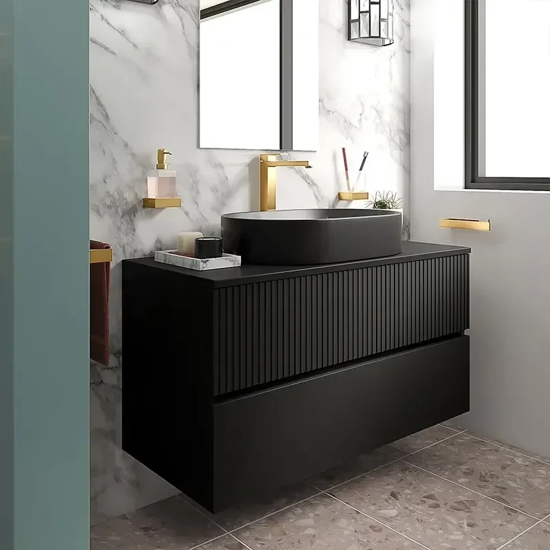 Product Image for Jasmine Black 1000mm Wall Hung Vanity Unit with Black Basin