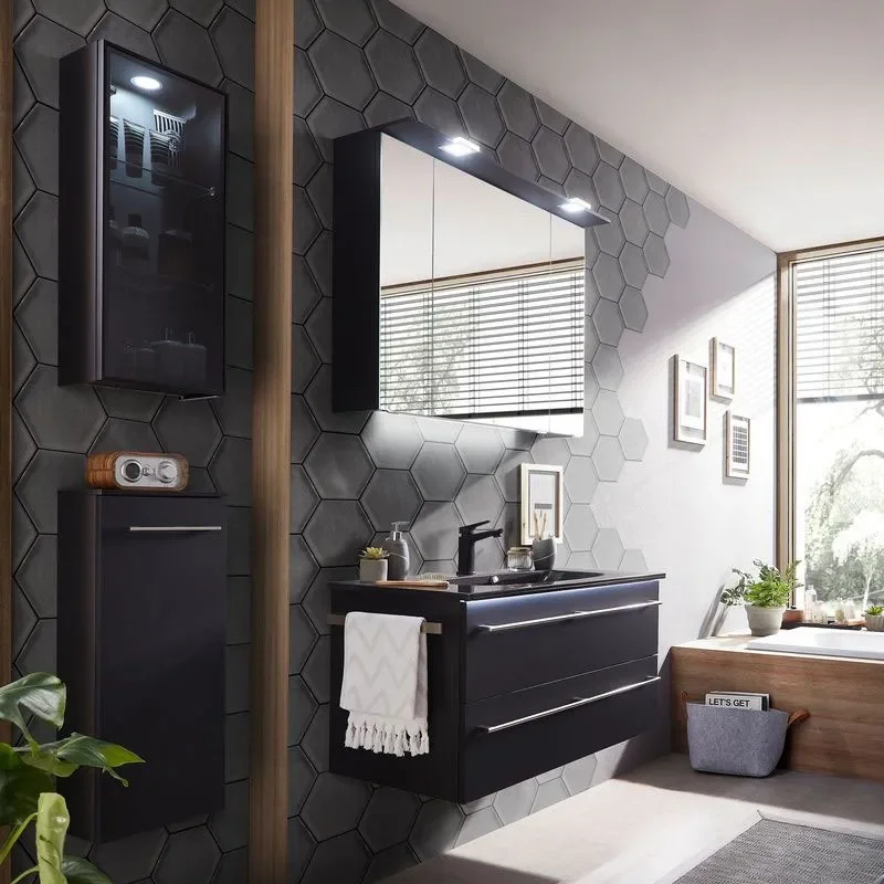 pelipal 6025 1000mm black wall hung vanity unit