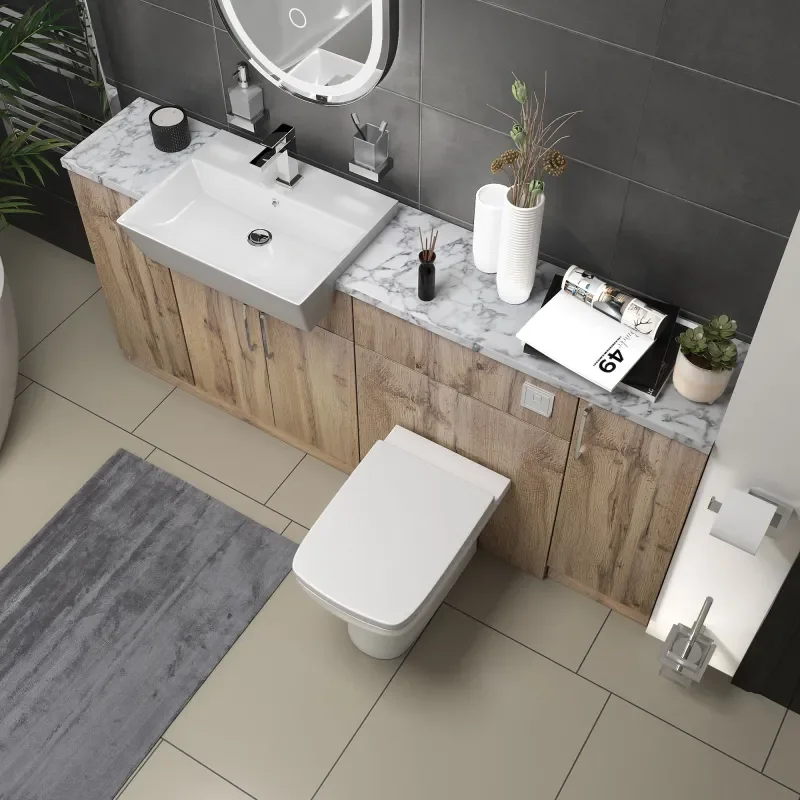 oliver Oak 1800 vanity and wc toilet pack chrome handles
