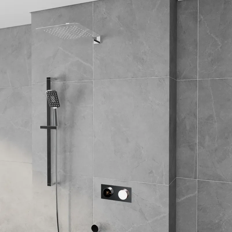 Product Image for Cyber 2 Outlet Shower Set with Fixed Head, Wall Arm & Handset Slider Kit