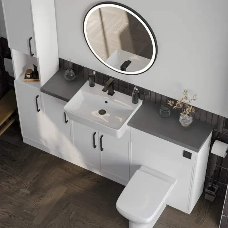 Product Image for Oliver 1600 White Shaker Fitted Furniture Combination Vanity Unit with Ceramic Basin 2