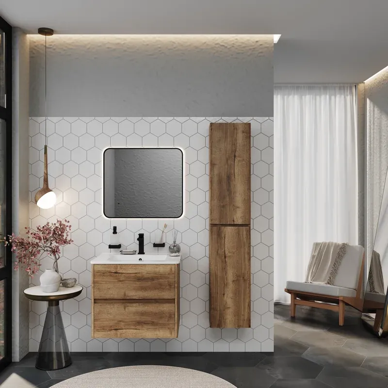 Product Image for Marilyn 600mm Wall Hung Vanity Unit in Tobacco Oak