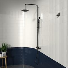 Petteril Black Round Shower Rail Kit
