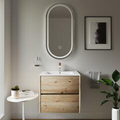 Akron Oak 600 Vanity White Sink Unit