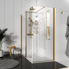 Product Image of Radiant 1300 Brushed Gold Walkin Shower Enclosure for Corner
