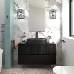 Product Image for Jasmine Black 1000mm Wall Hung Vanity Unit with Black Basin