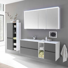 pelipal 6010 1300mm wall hung vanity unit with drawers and shelves | quartz grey