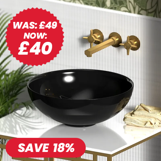 Tesla Round Wash Basin and Gold Tap