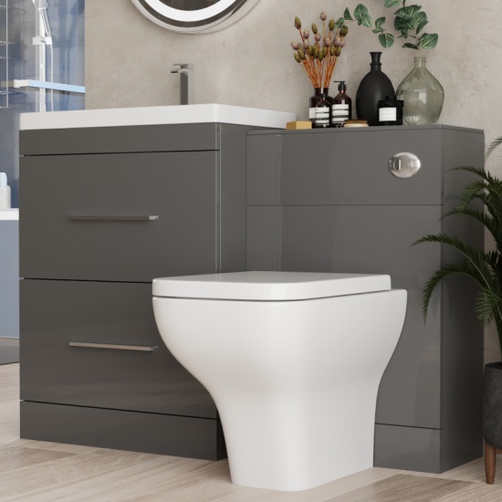 Extra Product Image For Complete Patello Grey L Shape Shower Bath Suite Incl Sink Cabinet Toilet And Taps. 3