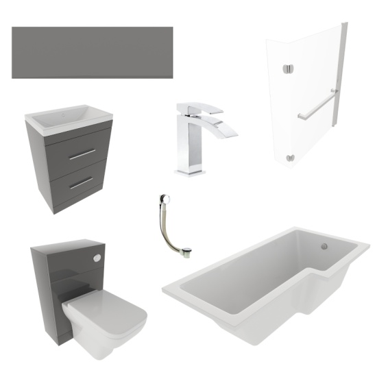 What's Included with the Patello Grey L Shape Bath Suite