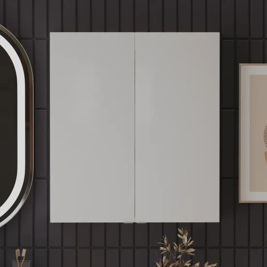 Patello White 2 Door Wall Cabinet Glass Shelves