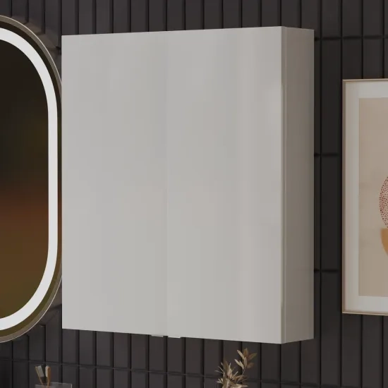 Patello White 2 Door Wall Cabinet Glass Shelves