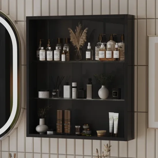 Patello Grey Glass Shelf Wall Storage
