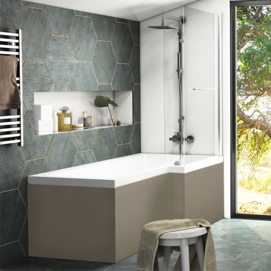 Pemberton L shape Right Hand Shower Bath Gold