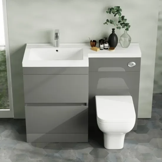 Product Image for Pemberton 1100 Space Saving Ensuite Sink and Toilet Cabinet 2
