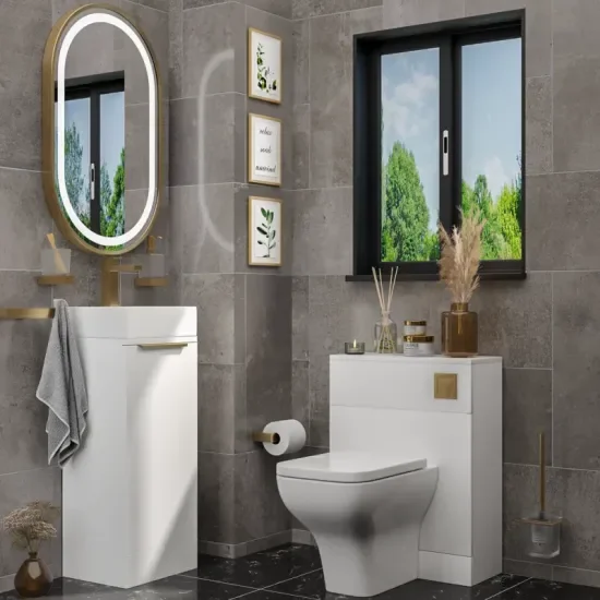 Product Image for Jivana 325 Cloakroom Suite: White Vanity Unit and Back to Wall Toilet 2
