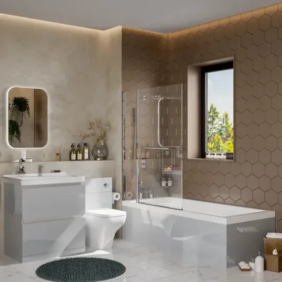 Ashford 800 Bath Suite Grey Basin Unit BTW Toilet