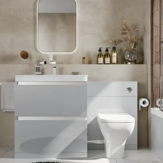 Ashford 800 Bath Suite Grey Basin Unit BTW Toilet