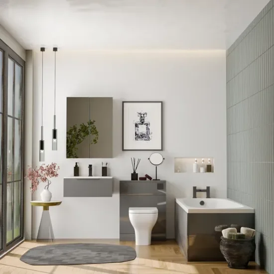 Product Image for Jivana Straight Bath Suite with 600 Grey Vanity and Toilet 1