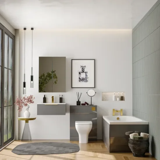 Product Image for Jivana Straight Bath Suite with 600 Grey Vanity and Toilet 3