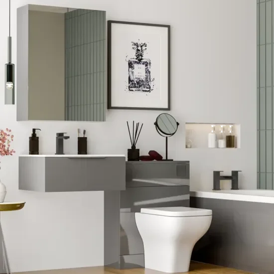 Product Image for Jivana Straight Bath Suite with 600 Grey Vanity and Toilet 4