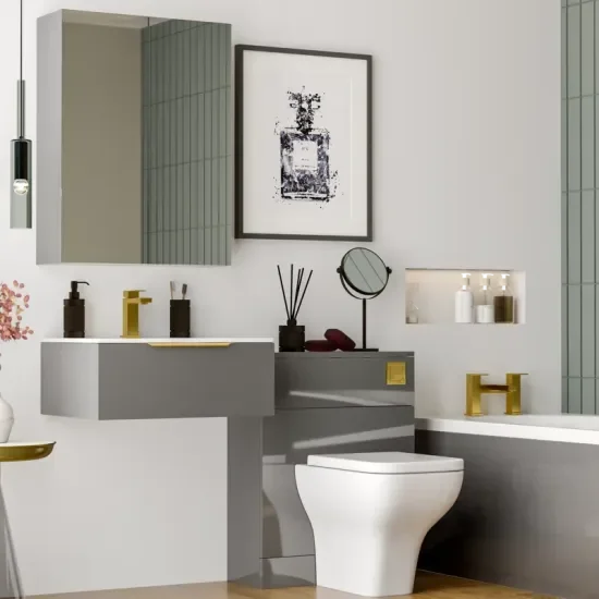 Product Image for Jivana Straight Bath Suite with 600 Grey Vanity and Toilet 6