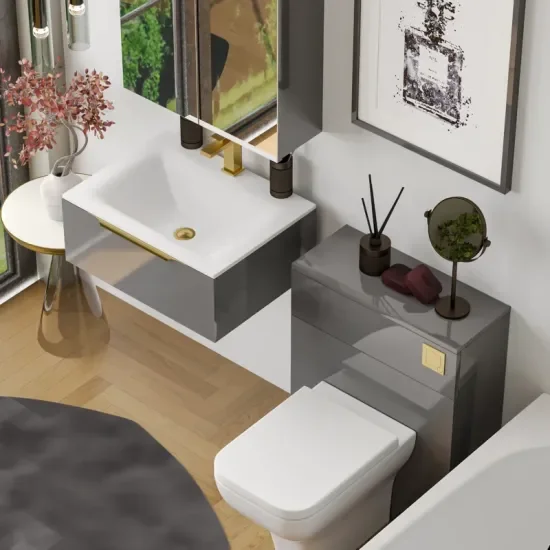 Product Image for Jivana Straight Bath Suite with 600 Grey Vanity and Toilet 9