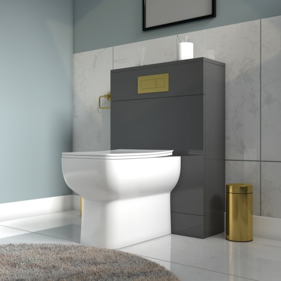 Jivana Suite Straight Bath 600 Grey Basin Unit Back to wall Toilet