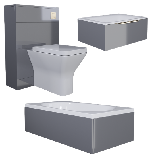 Product Image for Jivana Straight Bath Suite with 600 Grey Vanity and Toilet 10