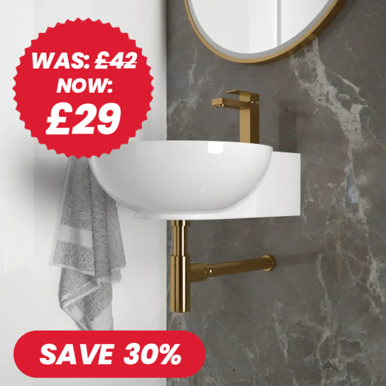 Tesla Round Wash Basin and Gold Tap