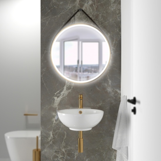 Tesla Round Wash Basin with Gold Tap