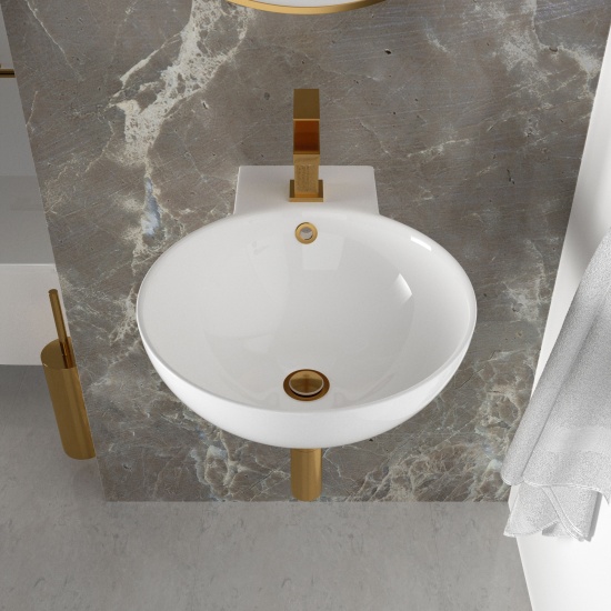 Side View of Small Round Wash Basin