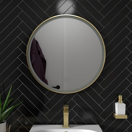 BC Round Gold LED Antifog Mirror