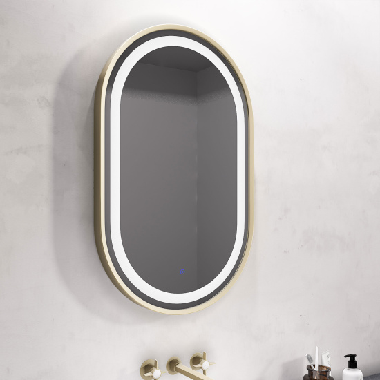 BC Oval Gold Illuminated Mirror