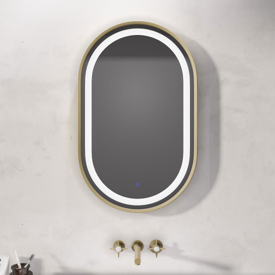 BC Oval Gold Illuminated Mirror