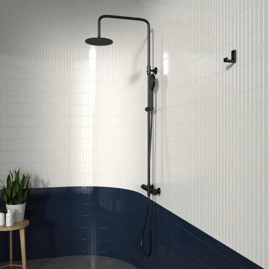 Petteril Black Round Shower Rail Kit