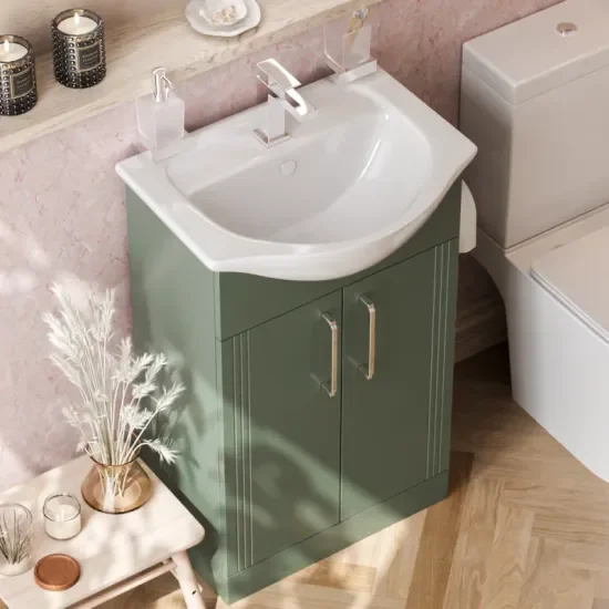 Product Image for Celeste Linear Cloakroom Suite: 550 Green Vanity Unit and Close Coupled Toilet 1