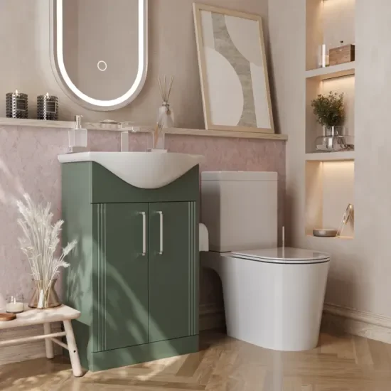 Product Image for Celeste Linear Cloakroom Suite: 550 Green Vanity Unit and Close Coupled Toilet 3