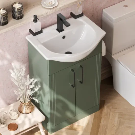 Product Image for Celeste Linear Cloakroom Suite: 550 Green Vanity Unit and Close Coupled Toilet 4
