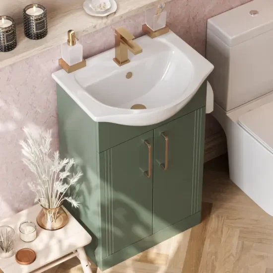 Product Image for Celeste Linear Cloakroom Suite: 550 Green Vanity Unit and Close Coupled Toilet 5