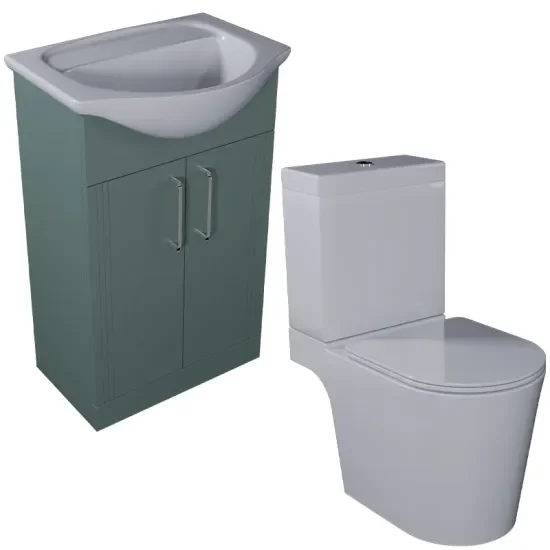 Product Image for Celeste Linear Cloakroom Suite: 550 Green Vanity Unit and Close Coupled Toilet 6