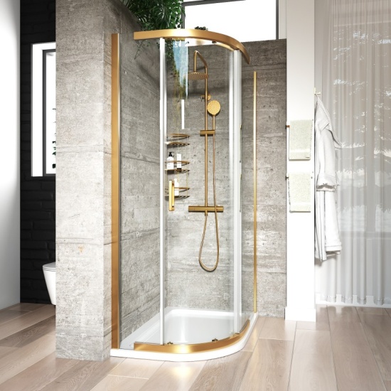 Odessa Gold Offset Quadrant Shower Enclosure 1200 800