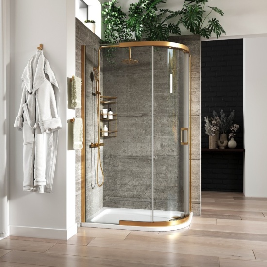 Odessa Gold Offset Quadrant Shower Enclosure 1200 800