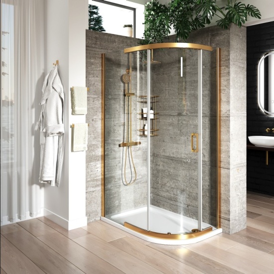Odessa Gold Offset Quadrant Shower Enclosure 1200 800