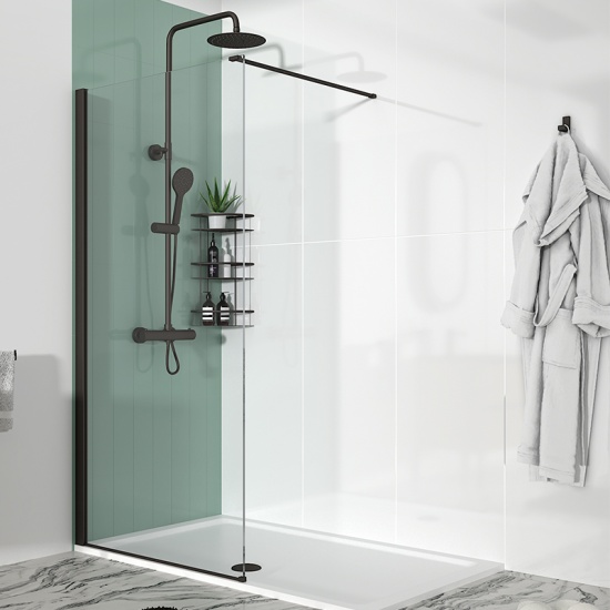 Radiant Black 1400 Hinged Walkin Recess Shower Enclosure