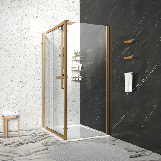 Odessa Brushed Brass 1200 Sliding Shower Door