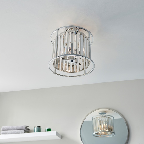 Multi arm glass Semi flush Light: 3 Bulb